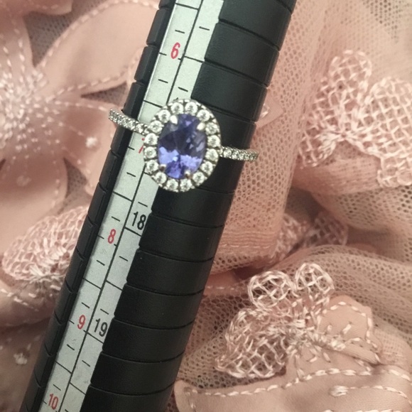 NWOT Vintage Solid 10K White Gold Tanzanite & Diamond Ring - Picture 9 of 14